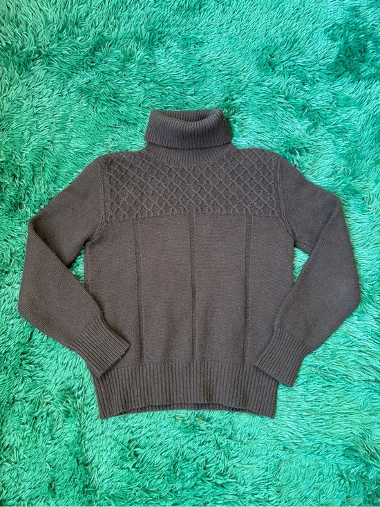 Barneys New York Sweaters - Barney's New York Brown 100% Cashmere Cable Long-Sleeved Turtleneck Sweater